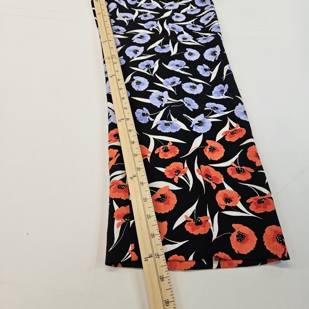 Ann Taylor Wide Leg Pants Size 8 Petite Floral Blue Orange NWT - Picture 3 of 9